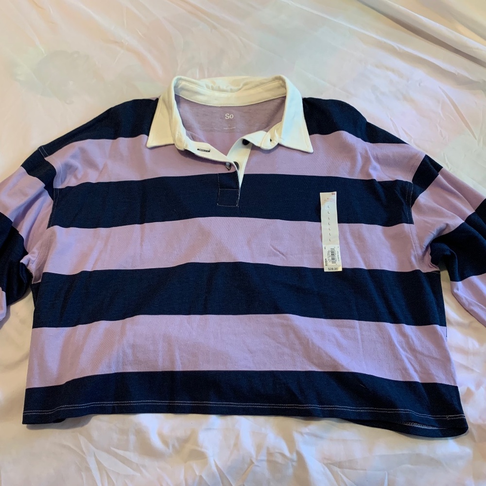 SO  Womens Cropped Long Sleeved Polo Top - Picture 7 of 8
